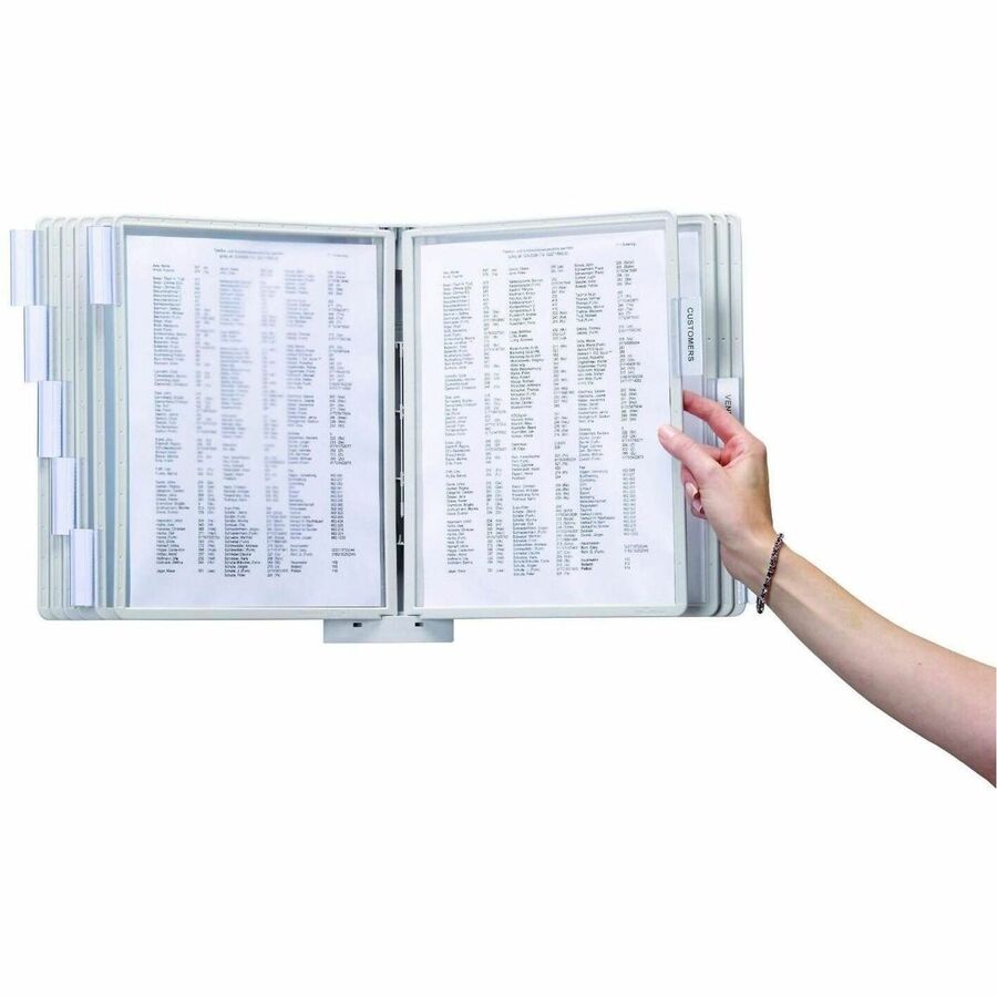DURABLE SHERPA Wall Mounted Reference Display System - Wall Mountable - 10 Double Sided Panels - Letter Size - Anti-Reflective/Non-Glare - Gray
