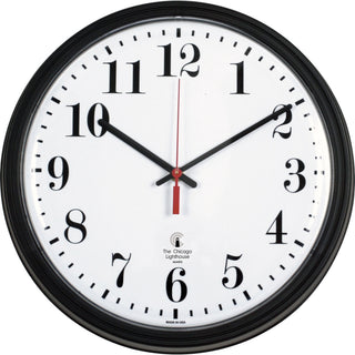 Black Quartz CONTRACT Clock, 13.75" Overall Diameter, Black Case, 1 AA (sold separately)
