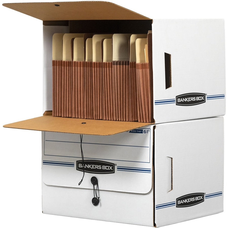 SIDE-TAB Storage Boxes, Letter Files, White/Blue, 12/Carton