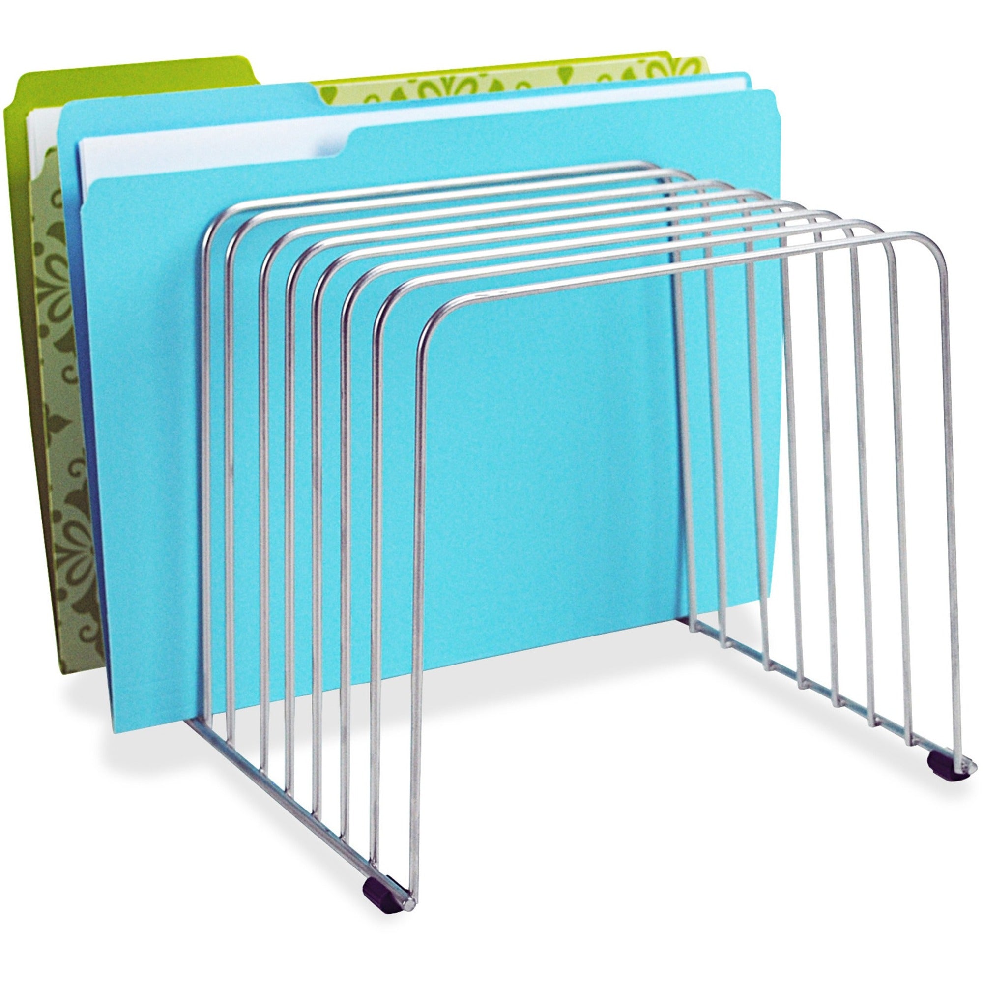 Wire Desktop Organizer, 11 Sections, Letter to Legal Size Files, 9" x 11.38" x 8", Silver