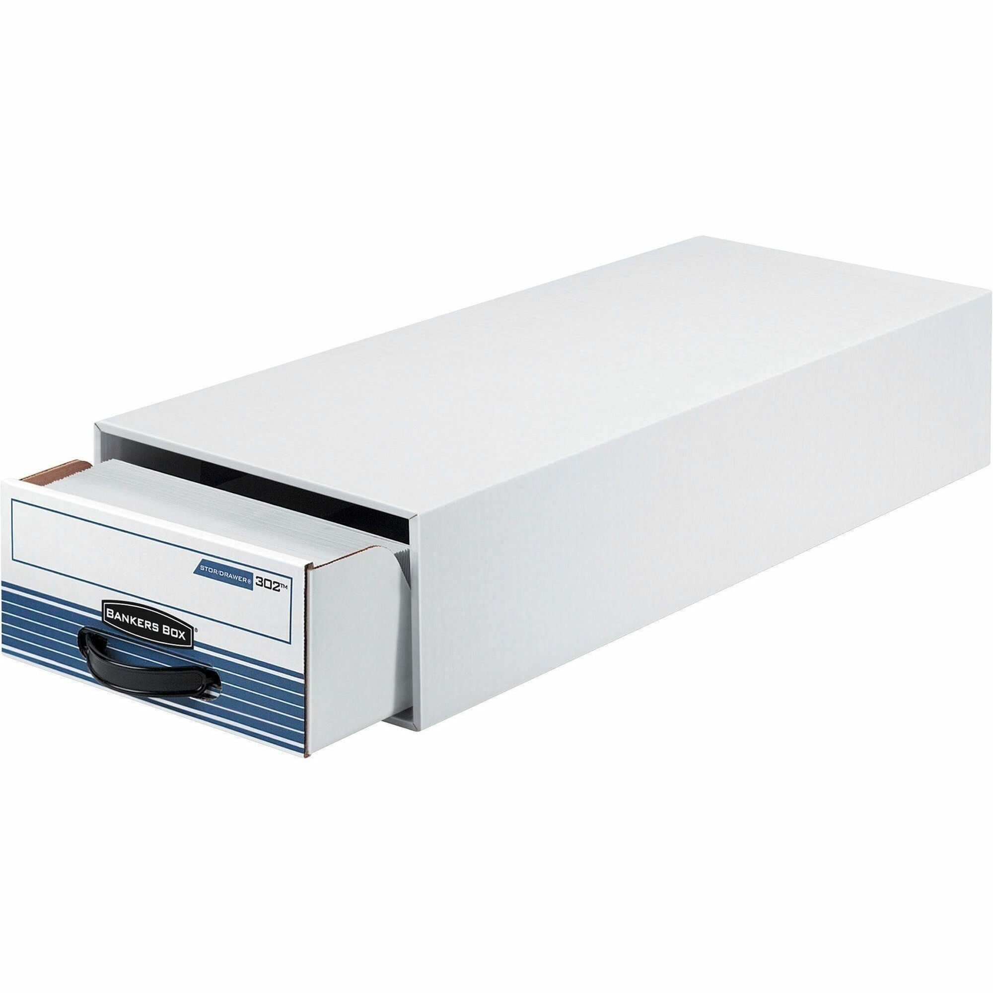 STOR/DRAWER STEEL PLUS Extra Space-Savings Storage Drawers, 10.5" x 25.25" x 5.25", White/Blue, 12/Carton