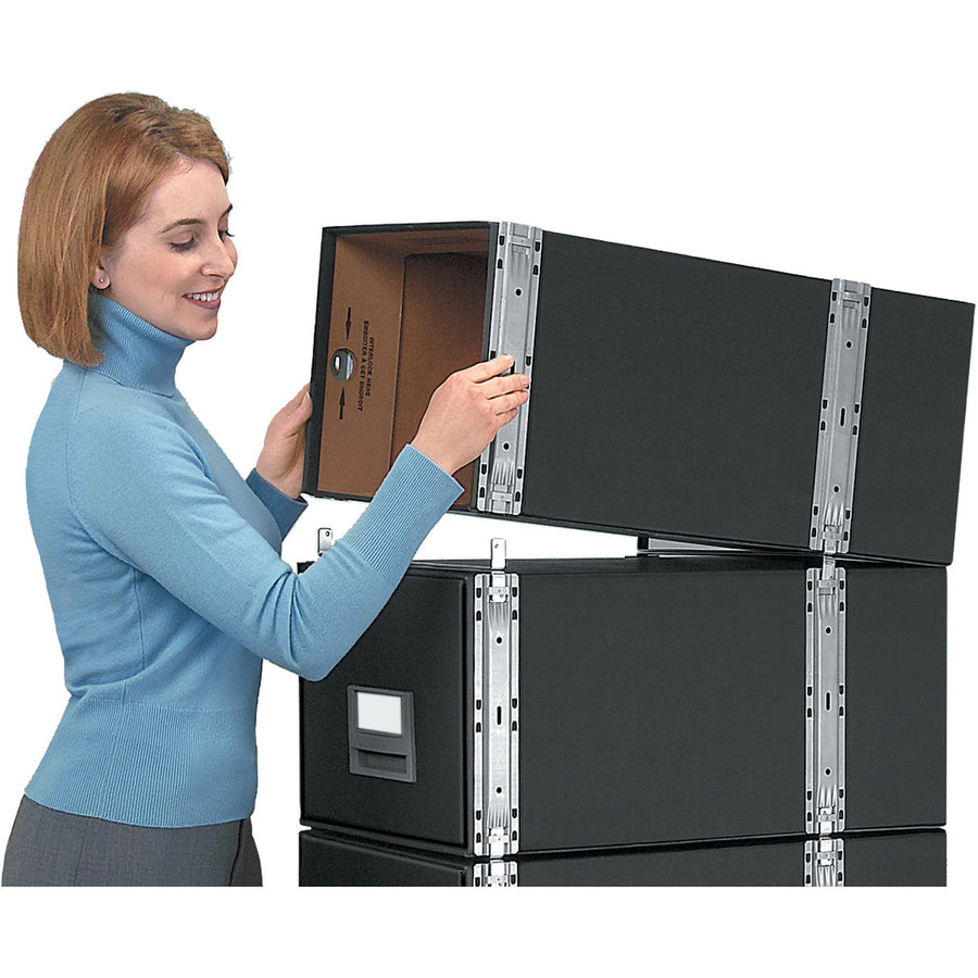 STAXONSTEEL Maximum Space-Saving Storage Drawers, Letter Files, 14" x 25.5" x 11.13", Black, 6/Carton