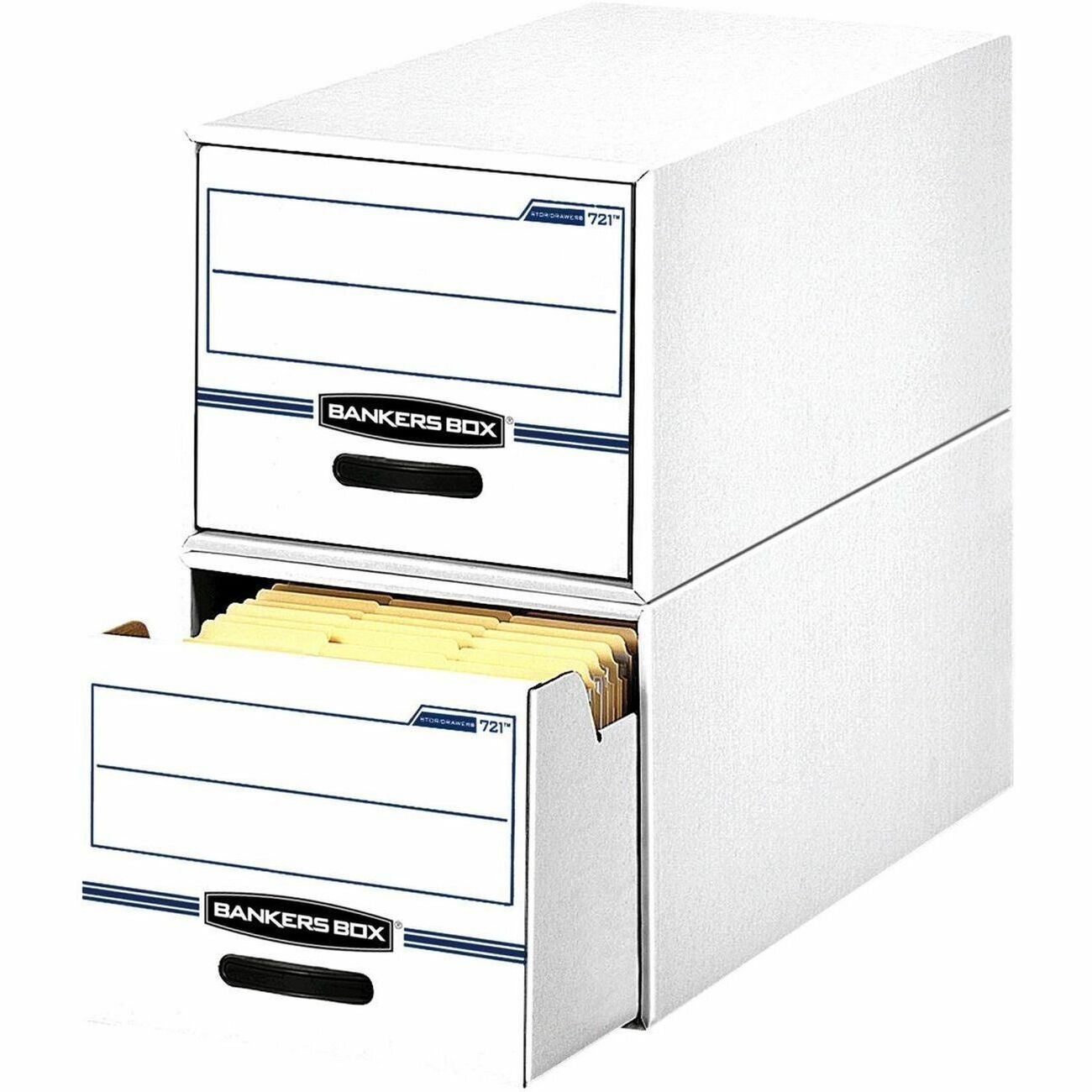 STOR/DRAWER Basic Space-Savings Storage Drawers, Legal Files, 16.75" x 19.5" x 11.5", White/Blue, 6/Carton