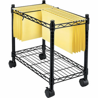 High-Capacity Rolling File Cart, Metal, 1 Shelf, 2 Bins, 24" x 14" x 20.5", Black