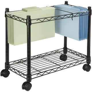 High-Capacity Rolling File Cart, Metal, 1 Shelf, 2 Bins, 24" x 14" x 20.5", Black
