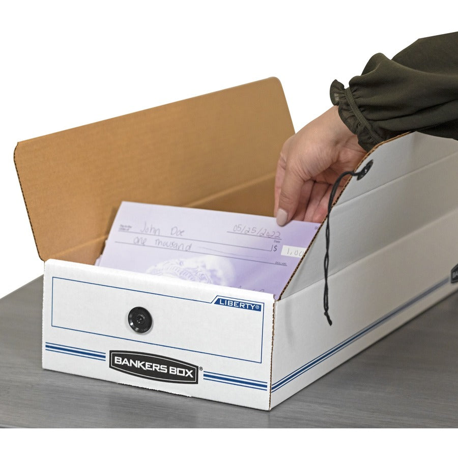 LIBERTY Check and Form Boxes, 9.25" x 23.75" x 4.25", White/Blue, 12/Carton