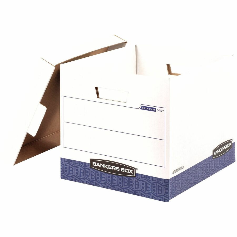DATA-PAK Storage Boxes, Letter Files, 13.75" x 17.75" x 13", White/Blue, 12/Carton