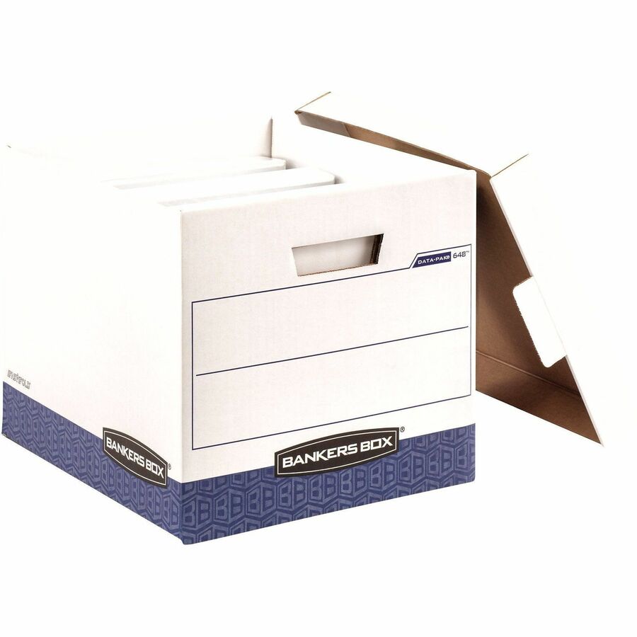 DATA-PAK Storage Boxes, Letter Files, 13.75" x 17.75" x 13", White/Blue, 12/Carton