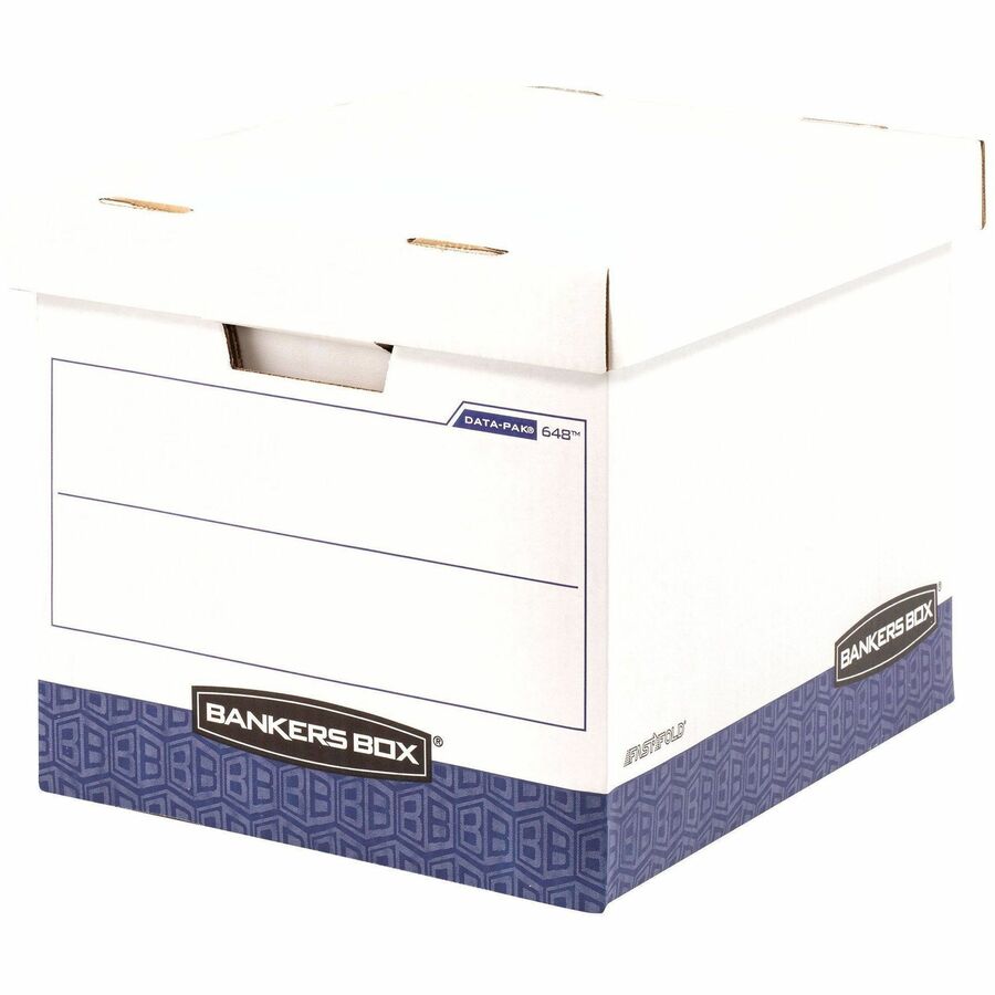 DATA-PAK Storage Boxes, Letter Files, 13.75" x 17.75" x 13", White/Blue, 12/Carton