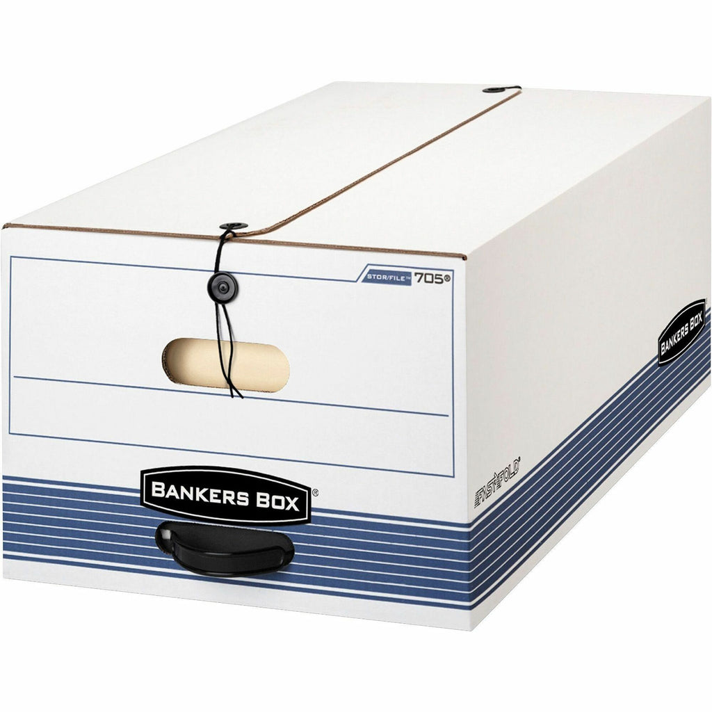 STOR/FILE Medium-Duty Strength Storage Boxes, Legal Files, 15.25" x 24.13" x 10.75", White/Blue, 12/Carton