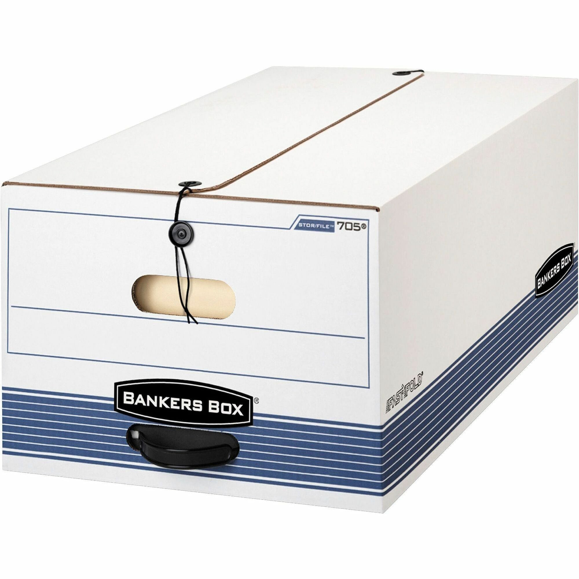 STOR/FILE Medium-Duty Strength Storage Boxes, Legal Files, 15.25" x 24.13" x 10.75", White/Blue, 12/Carton