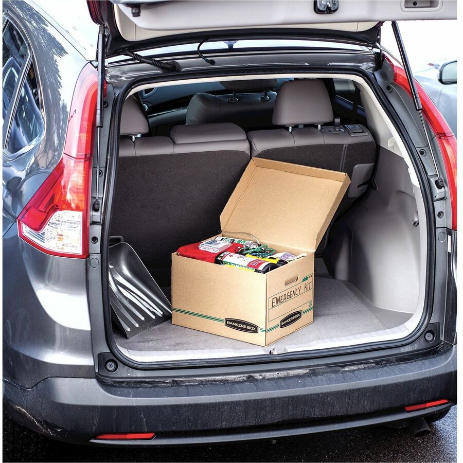 SYSTEMATIC Basic-Duty Attached Lid Storage Boxes, Letter/Legal Files, Kraft/Green, 12/Carton