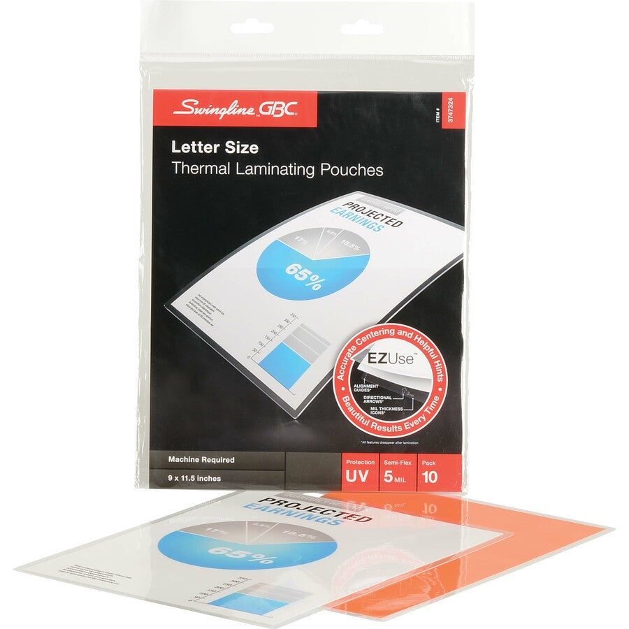 EZUse Thermal Laminating Pouches, 5 mil, 9" x 11.5", Gloss Clear, 10/Pack