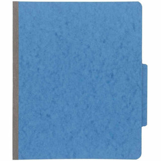 Pressboard Classification Folders, 2" Expansion, 1 Divider, 4 Fasteners, Letter Size, Sky Blue Exterior, 10/Box