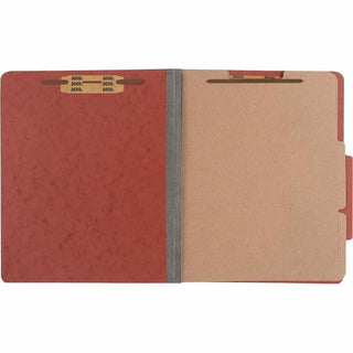 Pressboard Classification Folders, 3" Expansion, 2 Dividers, 6 Fasteners, Letter Size, Earth Red Exterior, 10/Box