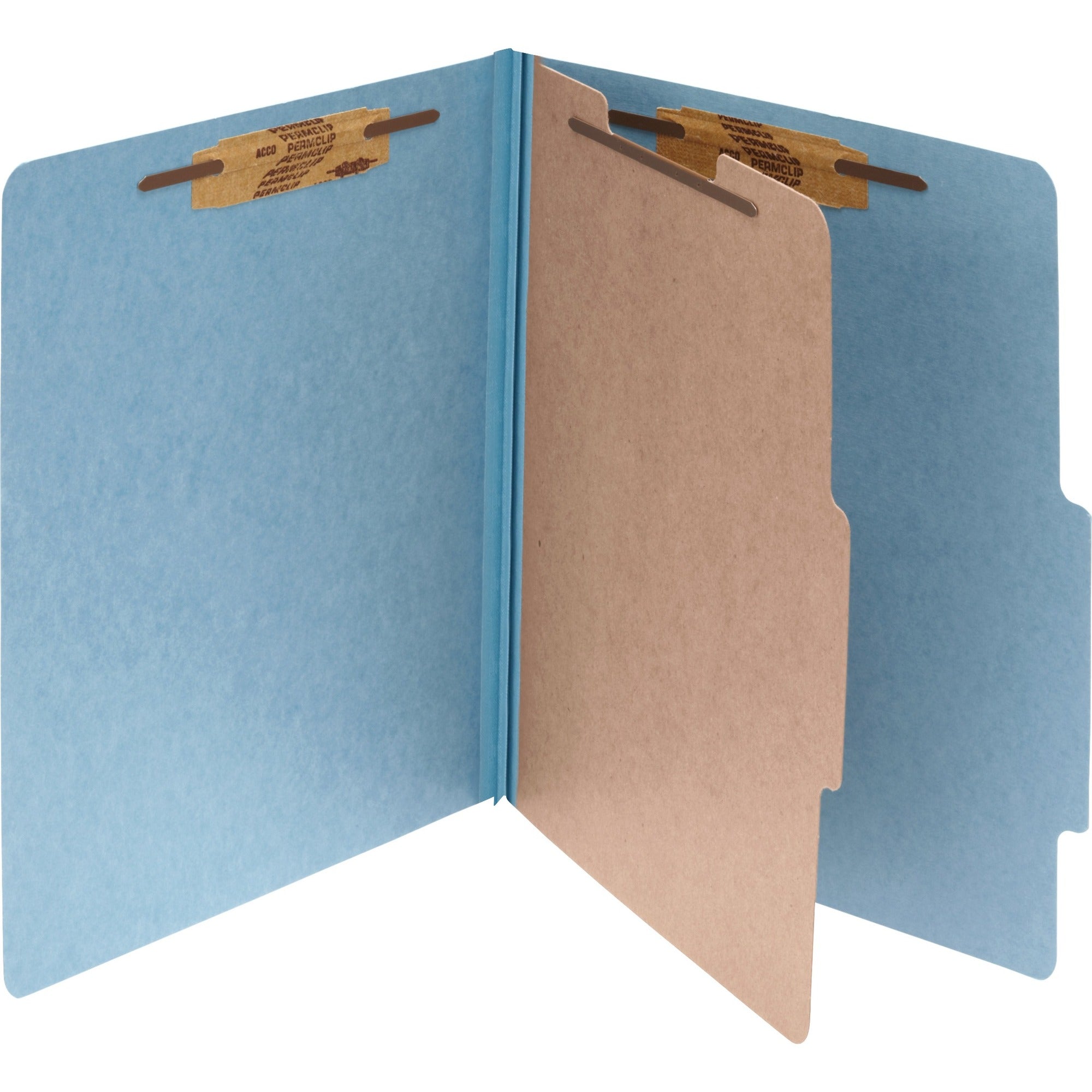 ACCO Legal Classification Folder - 2" Folder Capacity - 8 1/2" x 14" - 4 Fastener(s) - 1" Fastener Capacity - 1 Divider(s) - Pressboard, Tyvek - Sky Blue - 10 / Box - 
