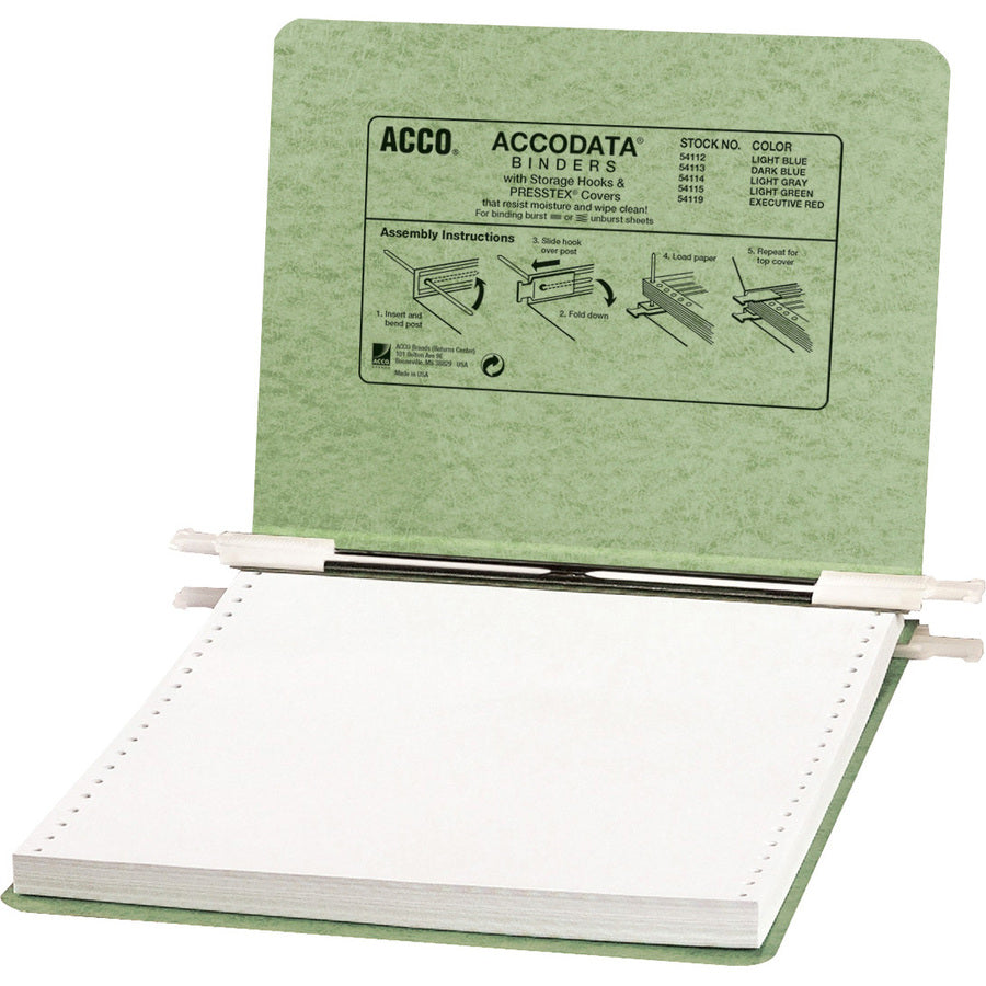 PRESSTEX Covers with Storage Hooks, 2 Posts, 6" Capacity, 9.5 x 11, Light Green