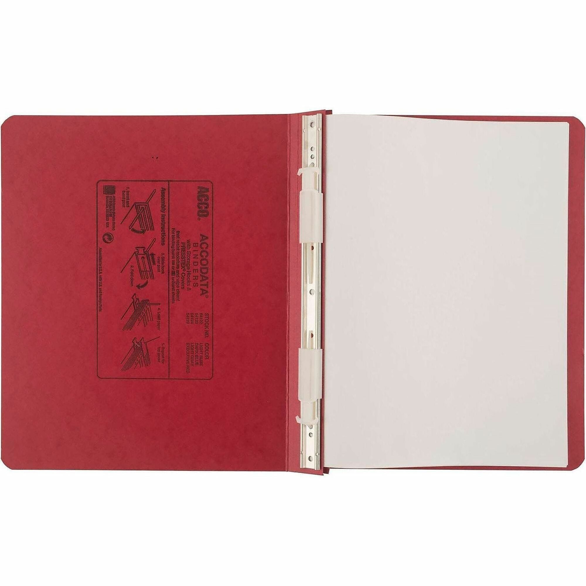 PRESSTEX Covers with Storage Hooks, 2 Posts, 6" Capacity, 11 x 8.5, Executive Red