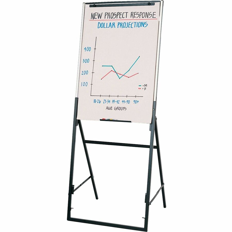 Futura Dry Erase Presentation Easel, 26 x 35, White Surface, Black Steel Frame