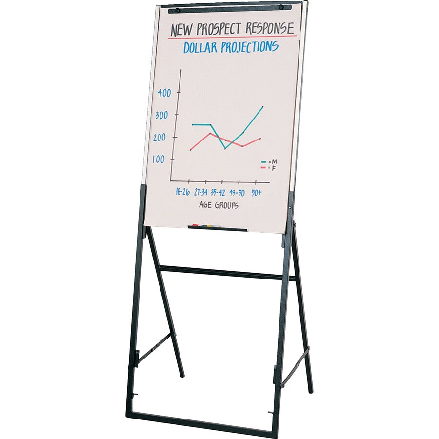 Futura Dry Erase Presentation Easel, 26 x 35, White Surface, Black Steel Frame
