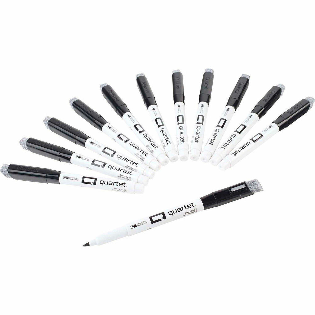 Quartet Classic Dry-Erase Markers with Eraser Cap - Fine Marker Point - Bullet Marker Point Style - Black - 1 Dozen