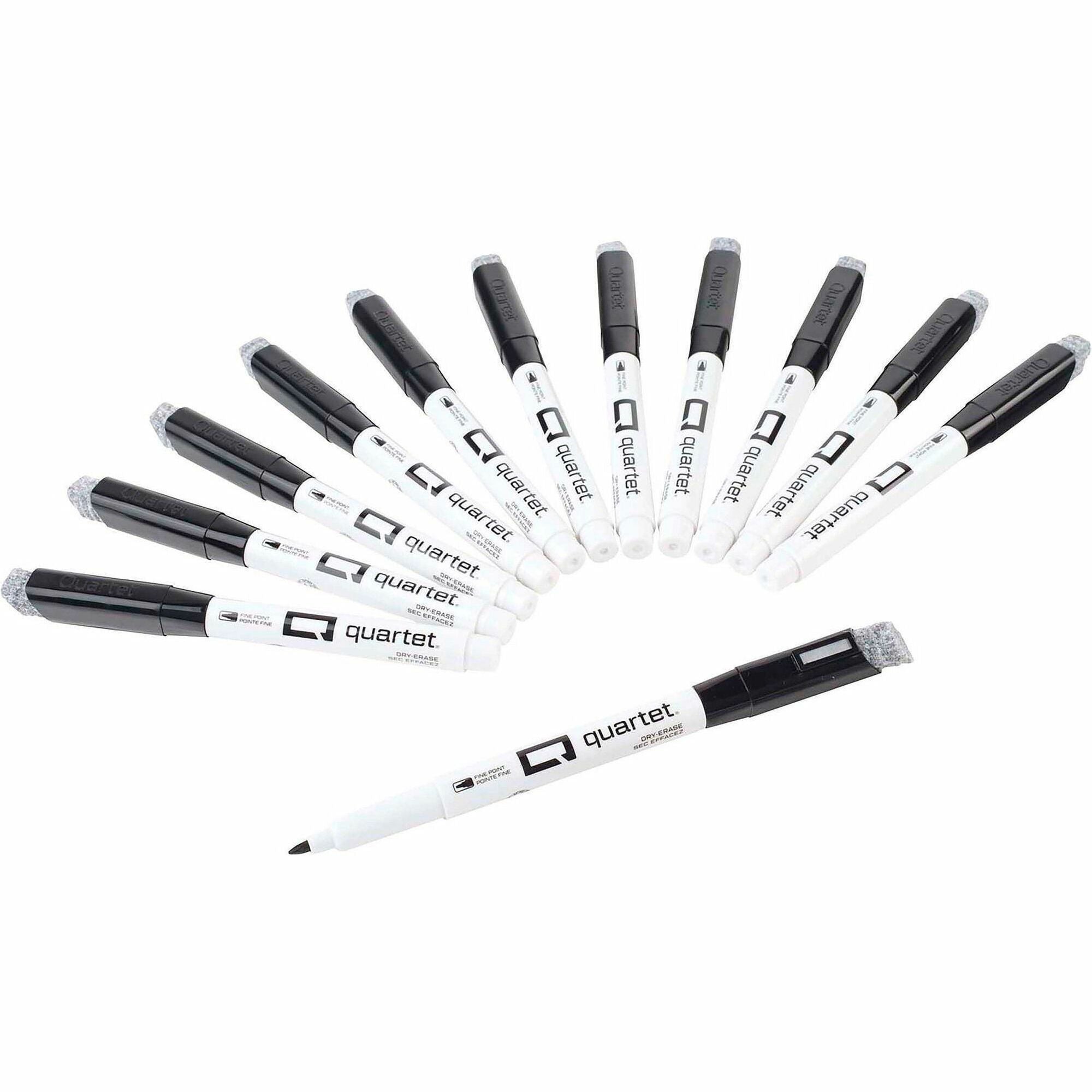 Quartet Classic Dry-Erase Markers with Eraser Cap - Fine Marker Point - Bullet Marker Point Style - Black - 1 Dozen