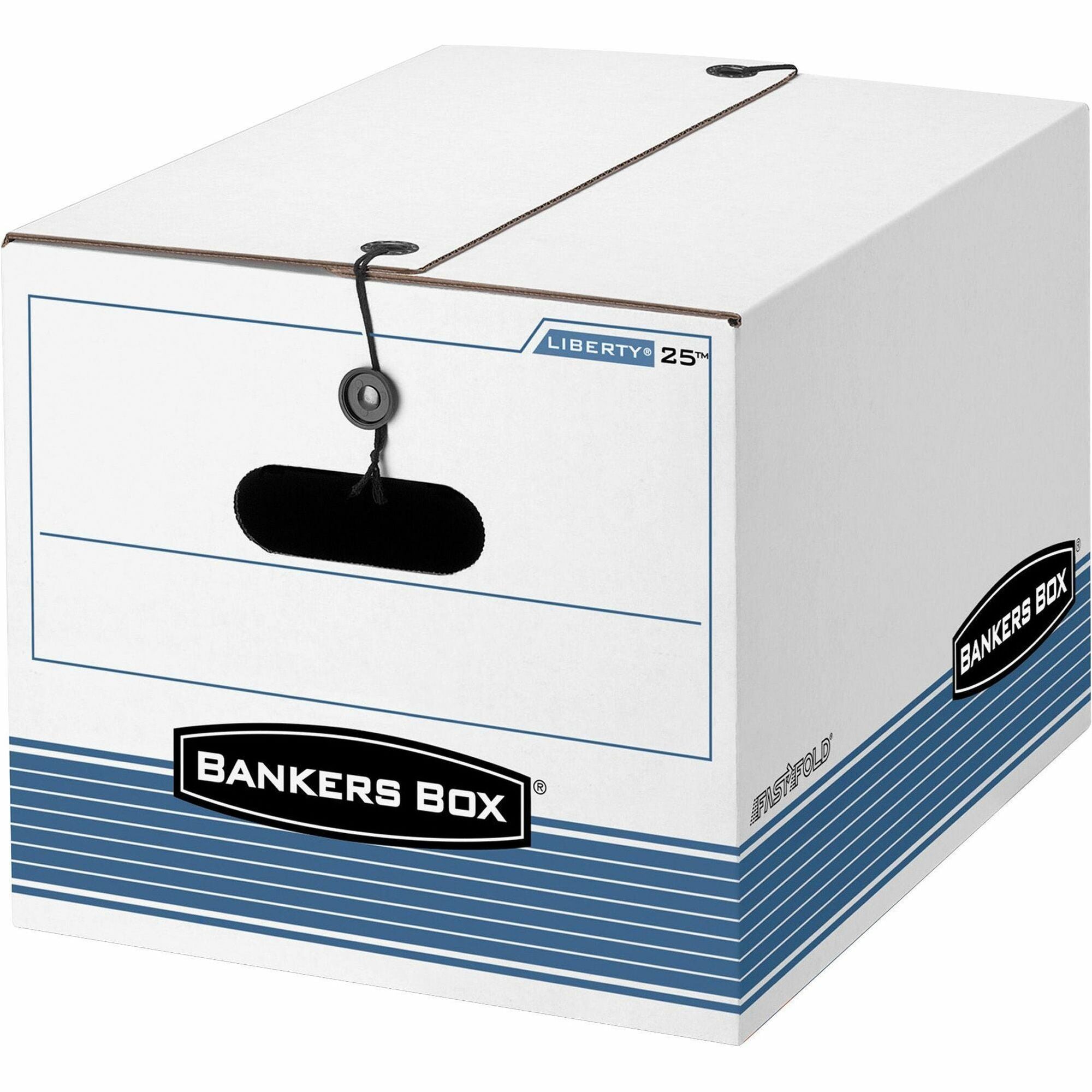 STOR/FILE Medium-Duty Strength Storage Boxes, Letter/Legal Files, 12.25" x 16" x 11", White/Blue, 12/Carton