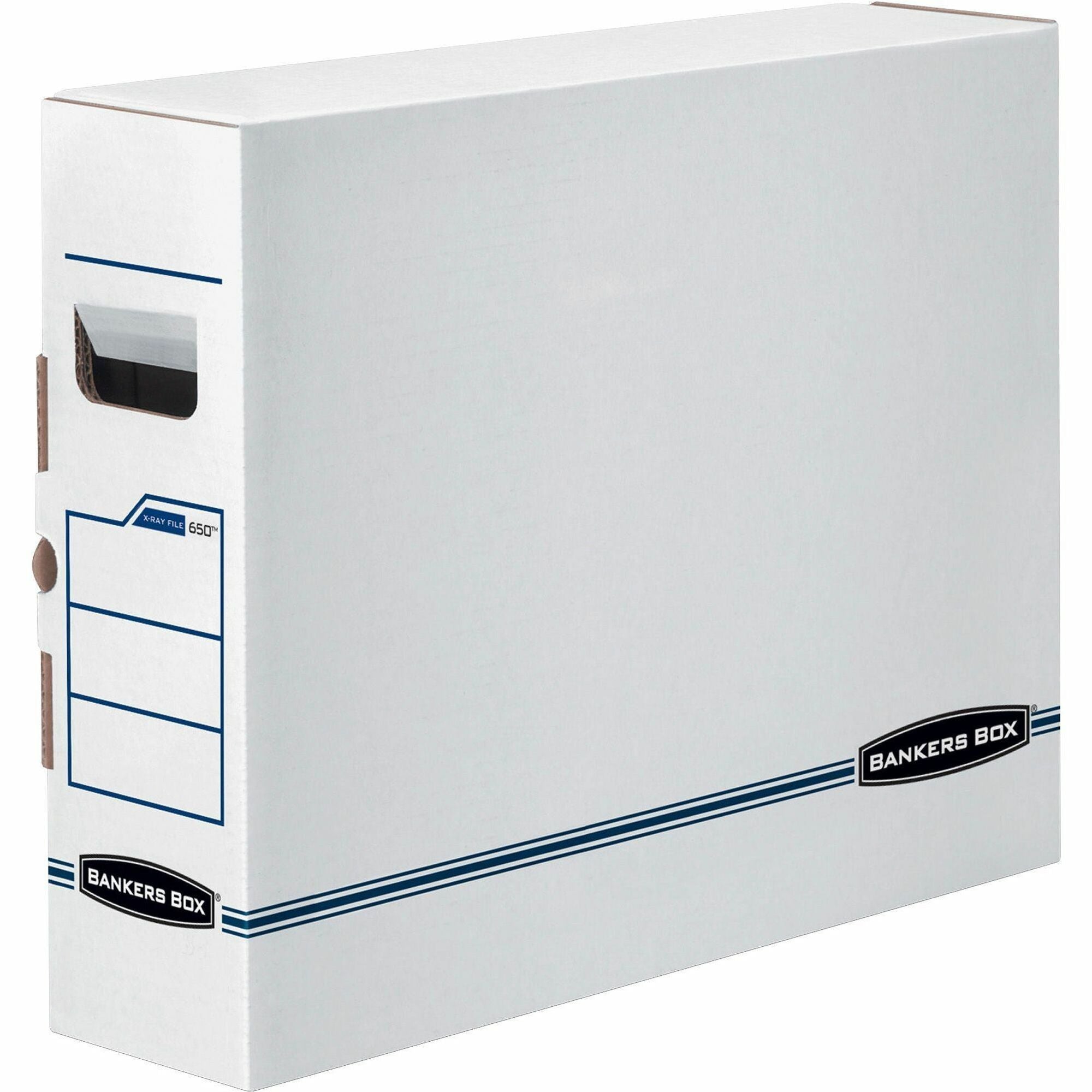 X-Ray Storage Boxes, 5" x 18.75" x 14.88", White/Blue, 6/Carton