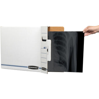 X-Ray Storage Boxes, 5" x 18.75" x 14.88", White/Blue, 6/Carton