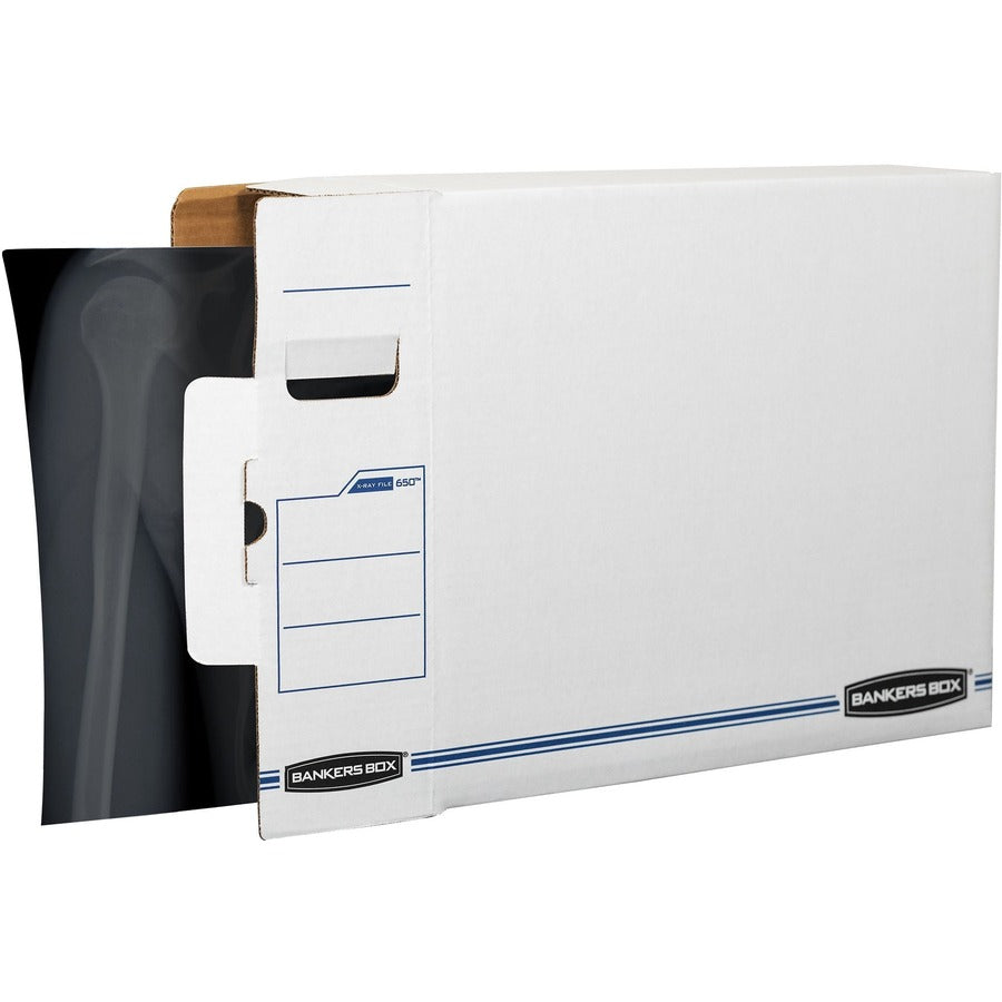 X-Ray Storage Boxes, 5" x 18.75" x 14.88", White/Blue, 6/Carton