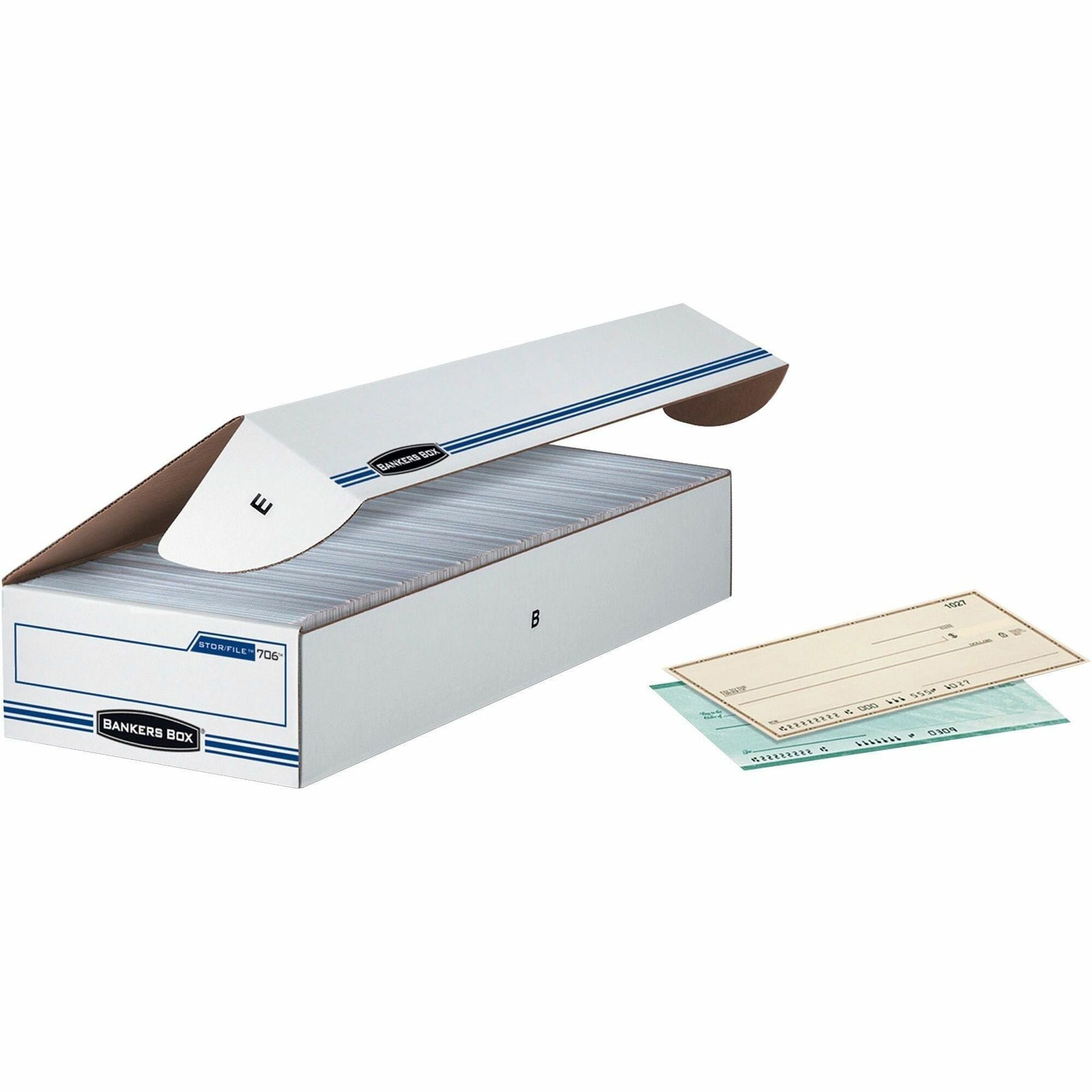 STOR/FILE Check Boxes, 9.25" x 25" x 4.13", White/Blue, 12/Carton