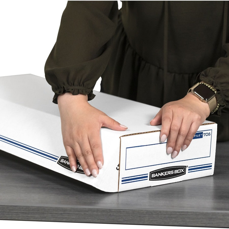 STOR/FILE Check Boxes, 9.25" x 25" x 4.13", White/Blue, 12/Carton