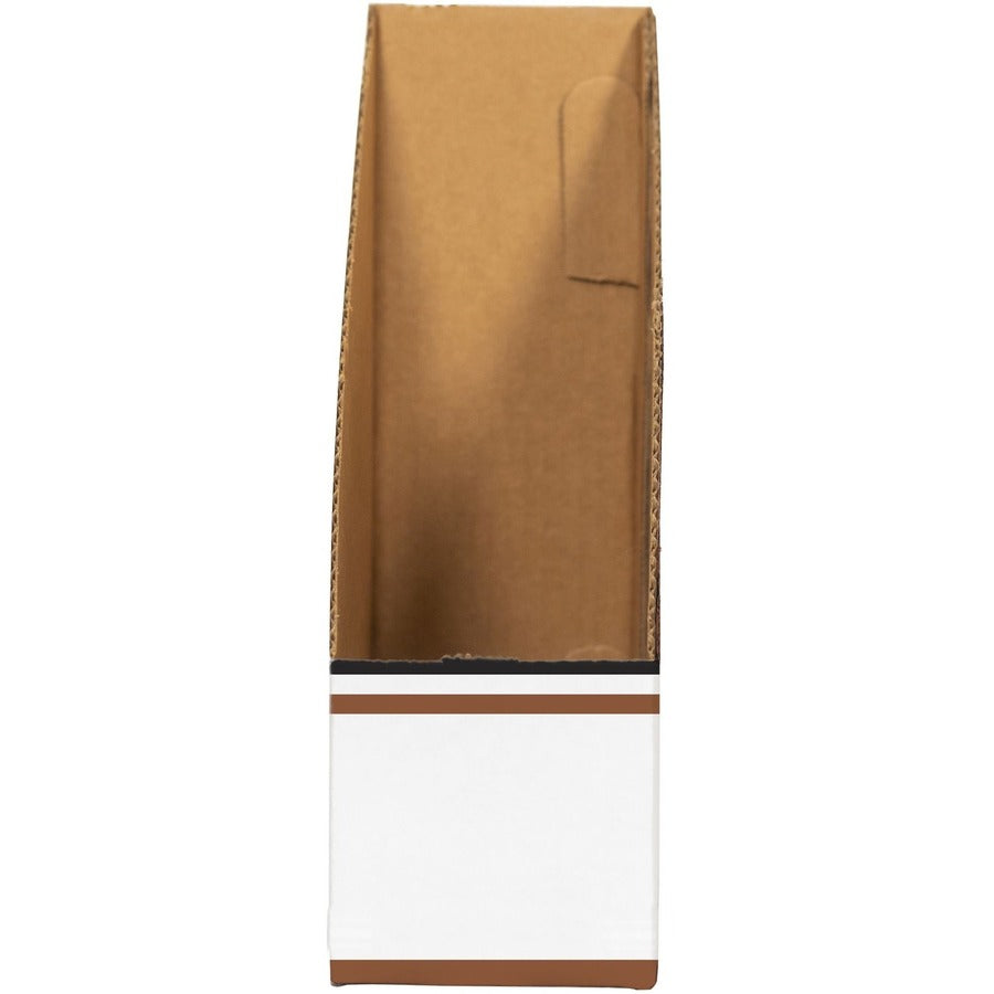 Corrugated Cardboard Magazine File, 4 x 11 x 12.25, Wood Grain, 12/Carton