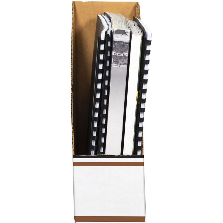 Corrugated Cardboard Magazine File, 4 x 11 x 12.25, Wood Grain, 12/Carton
