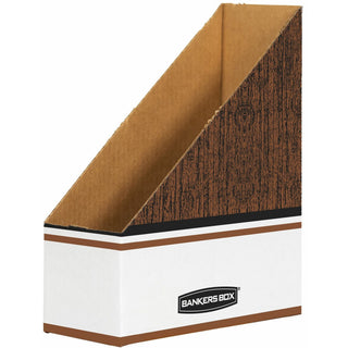 Corrugated Cardboard Magazine File, 4 x 11 x 12.25, Wood Grain, 12/Carton