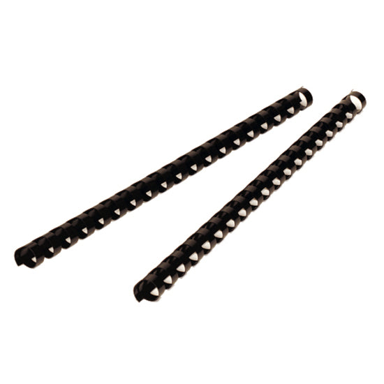 Plastic Comb Bindings, 1/4" Diameter, 20 Sheet Capacity, Black, 100/Pack