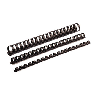 Plastic Comb Bindings, 1/4" Diameter, 20 Sheet Capacity, Black, 100/Pack