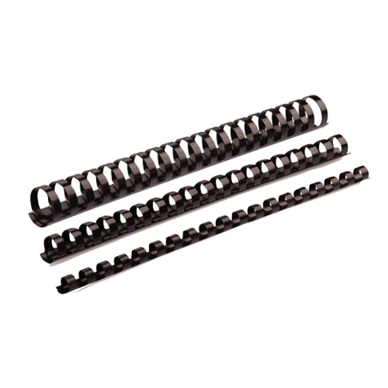 Plastic Comb Bindings, 1/4" Diameter, 20 Sheet Capacity, Black, 100/Pack