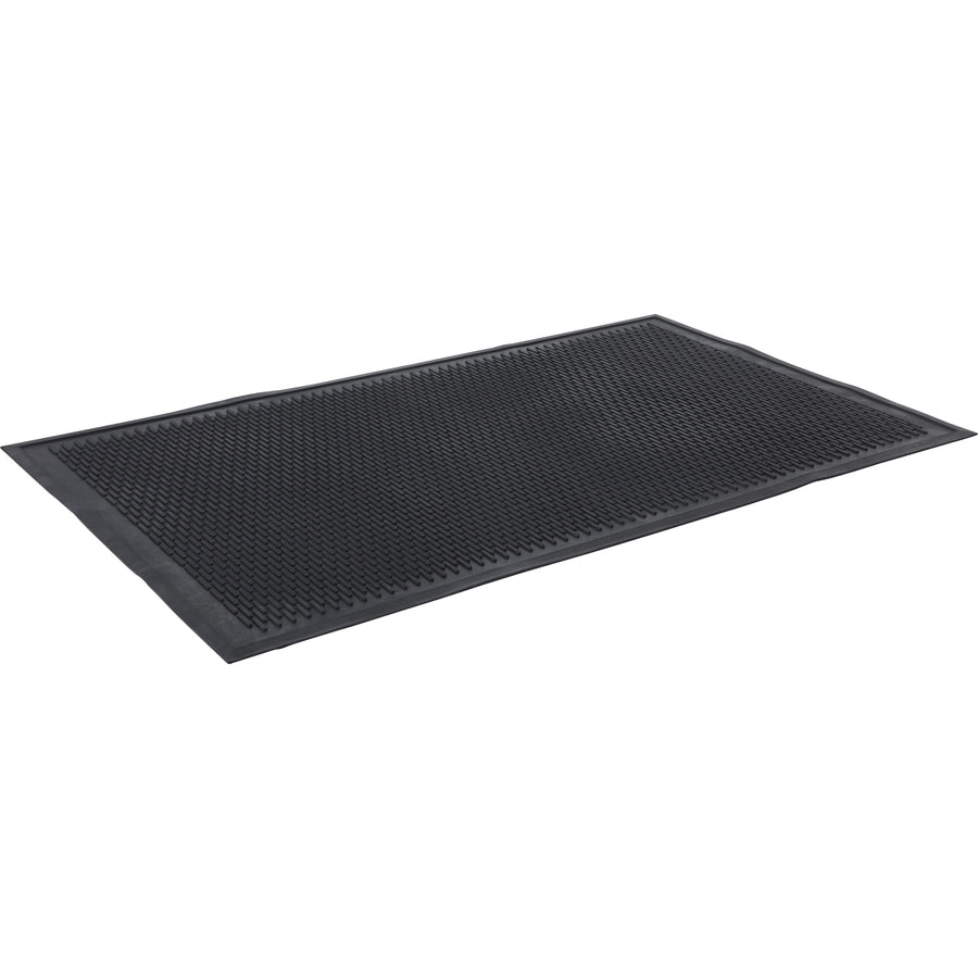 Genuine Joe Clean Step Scraper Floor Mats - Outside Entrance, Outdoor - 72" Length x 48" Width - Rubber - Black - 1Each - 