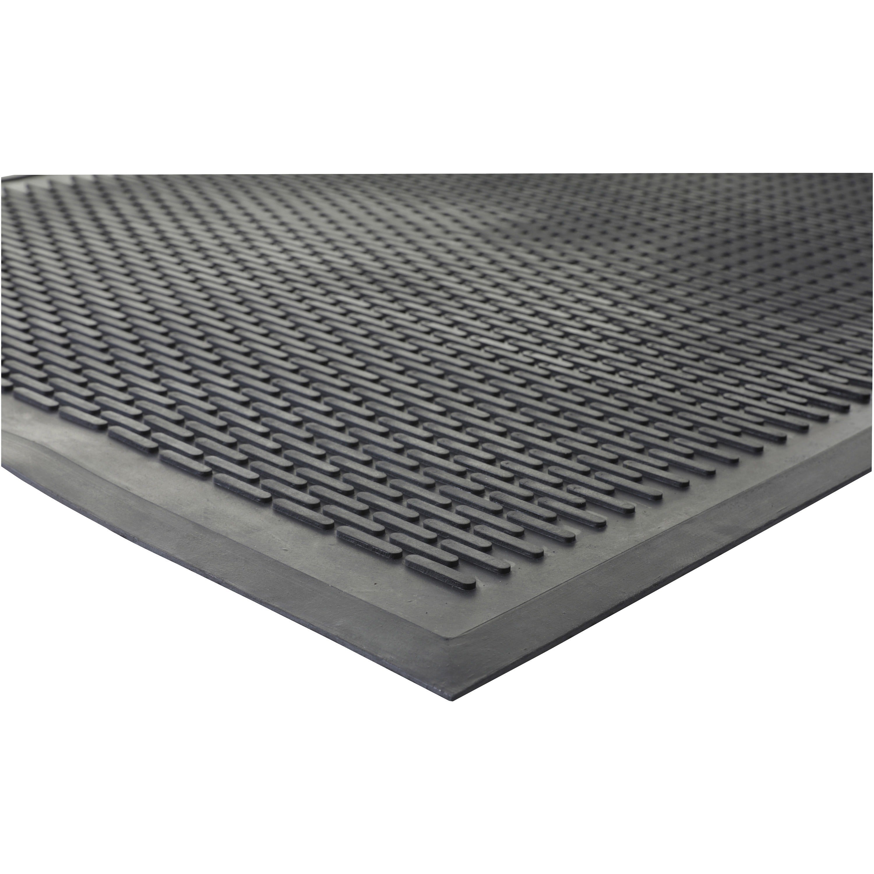 Genuine Joe Clean Step Scraper Floor Mats - Outside Entrance, Outdoor - 72" Length x 48" Width - Rubber - Black - 1Each - 