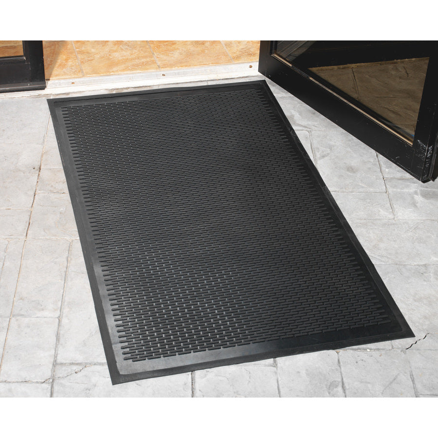 Genuine Joe Clean Step Scraper Floor Mats - Outside Entrance, Outdoor - 72" Length x 48" Width - Rubber - Black - 1Each - 