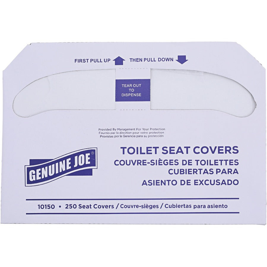 Genuine Joe Half-fold Toilet Seat Covers - Half-fold - For Public Toilet - 2500 / Carton - White
