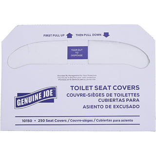 Genuine Joe Half-fold Toilet Seat Covers - Half-fold - For Public Toilet - 2500 / Carton - White