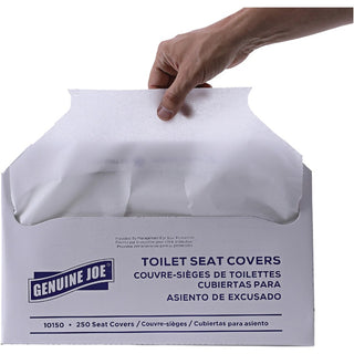 Genuine Joe Half-fold Toilet Seat Covers - Half-fold - For Public Toilet - 2500 / Carton - White