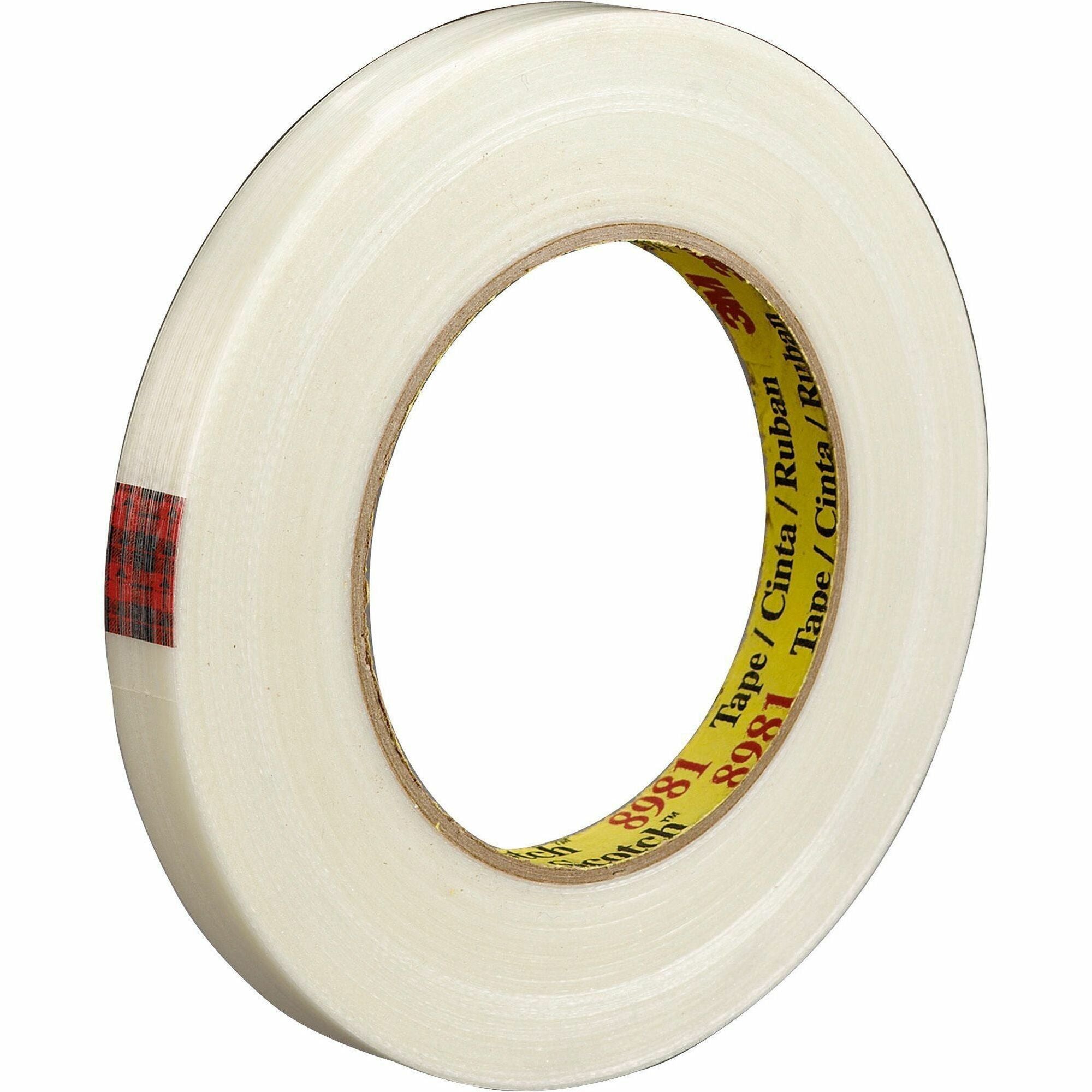 Scotch Premium-Grade Filament Tape - 60 yd Length x 0.75" Width - 6.6 mil Thickness - 3" Core - Synthetic Rubber - Glass Yarn Backing - Abrasion Resistant, Moisture Resistant, Curl Resistant - For Reinforcing, Banding - 1 / Roll - Clear - 