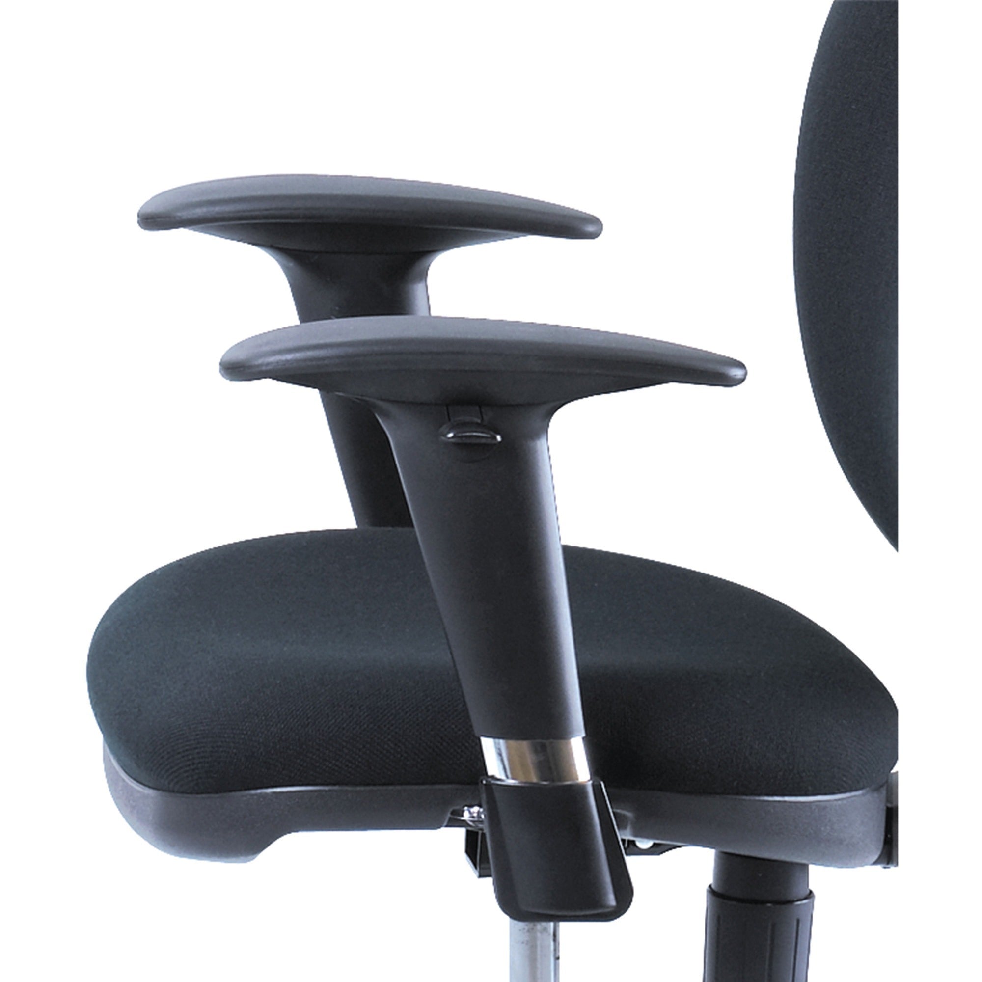 Optional Height-Adjustable T-Pad Arms for Safco Metro Extended-Height Chairs, Black/Chrome, 2/Set