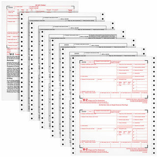 W-2 Tax Forms for Dot Matrix Printers, Fiscal Year: 2023, Six-Part Carbonless, 5.5 x 8.5, 2 Forms/Sheet, 24 Forms Total
