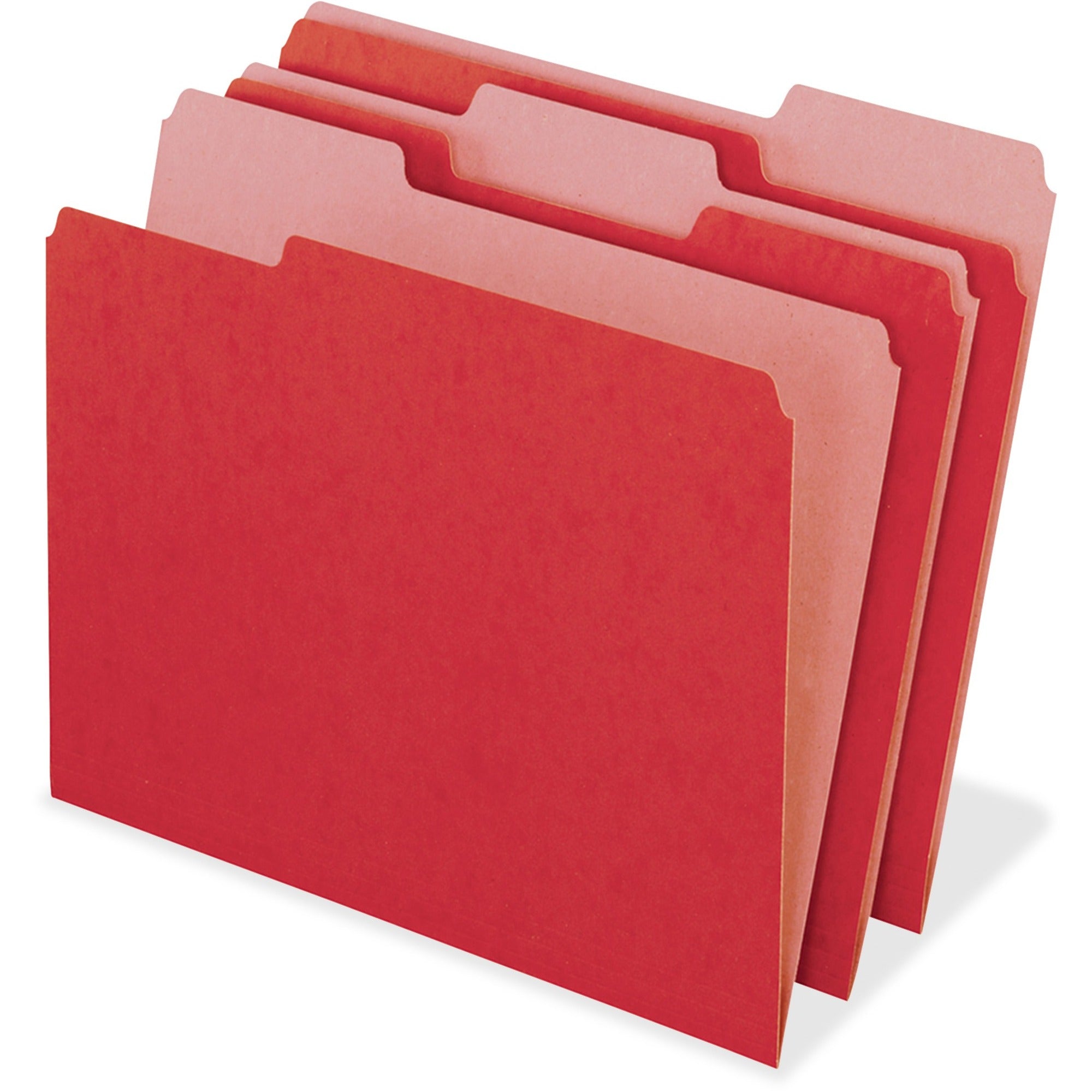 Earthwise by Pendaflex 100% Recycled Colored File Folders, 1/3-Cut Tabs: Assorted, Letter Size, 0.5" Expansion, Red, 100/Box