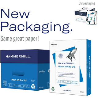 Great White 30 Recycled Print Paper, 92 Bright, 20 lb Bond Weight, 8.5 x 14, White, 500/Ream