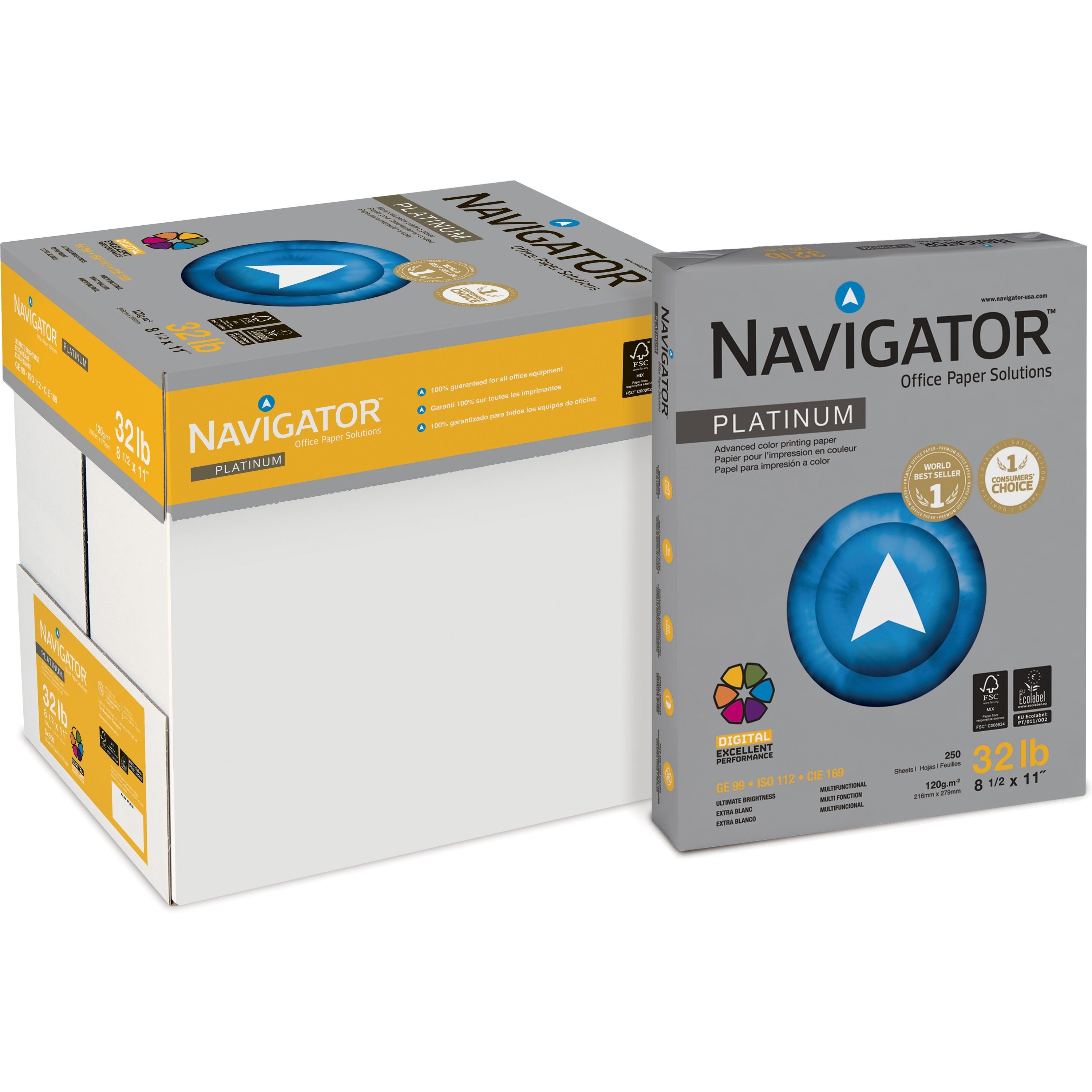 Navigator Platnium Office Multipurpose Paper, Sold as 1 Carton, 8 Package per Carton - 1